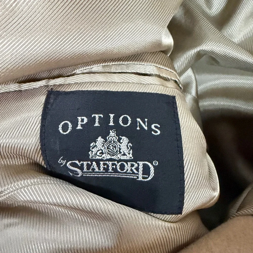 Stafford Options Mens 44R Camel Hair Blazer Tan Two Button Sport Coat USA Made